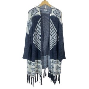 Tribal Knit Tassel Poncho Cardigan